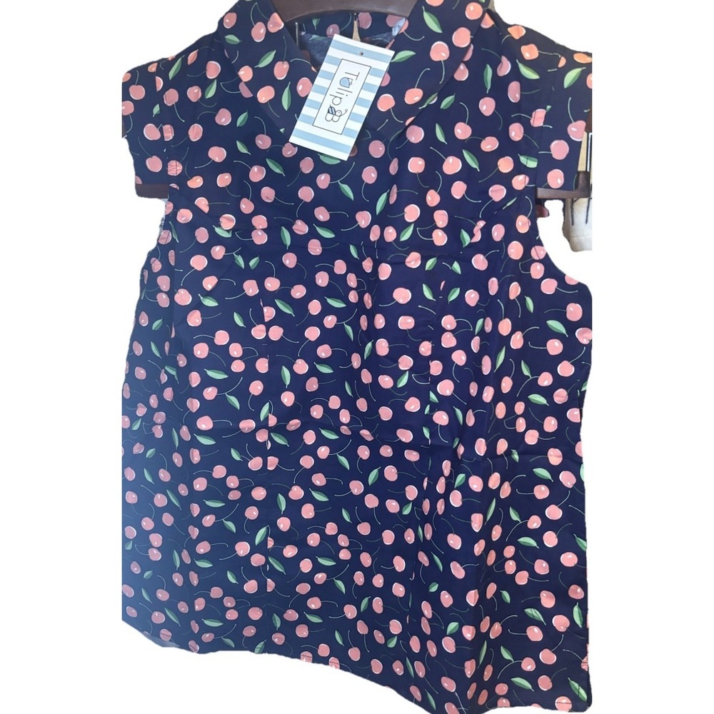 Tulip B Small  Short Sleeve ‎ maraschino-cherry Print  Novelty Vintage Inspire - Picture 2 of 14